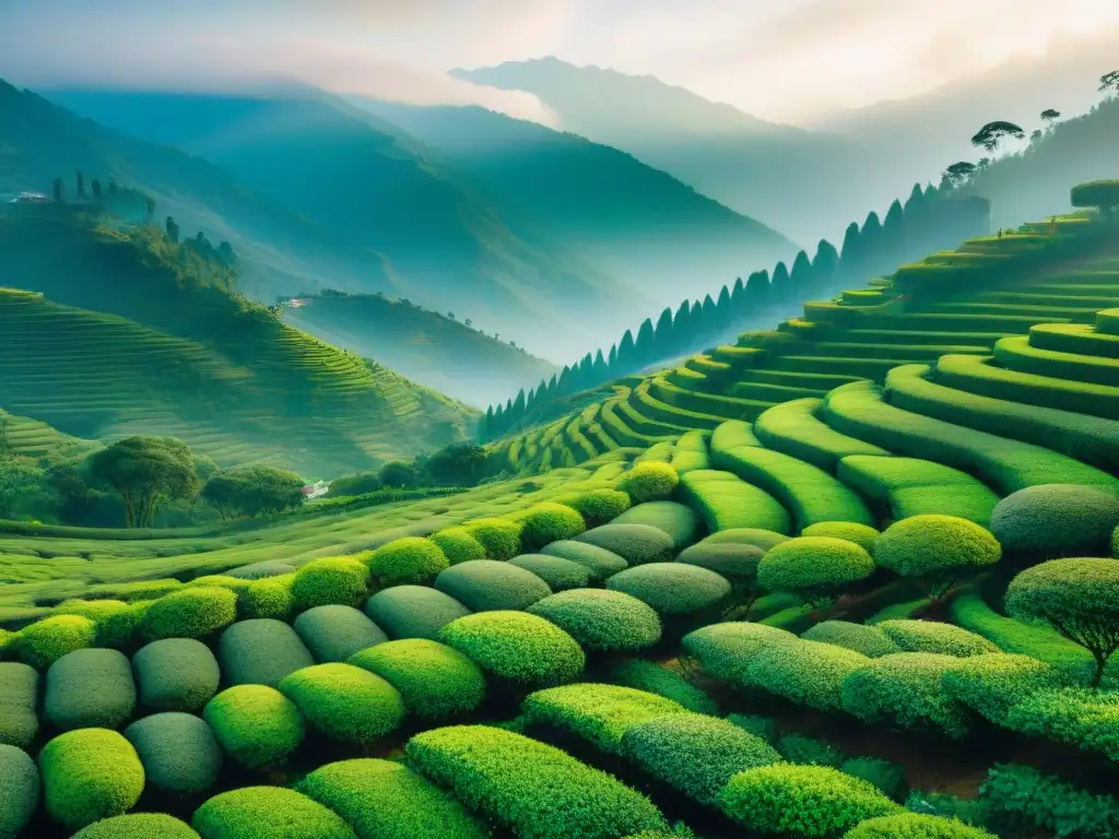 Plantación de té antigua en Darjeeling, India