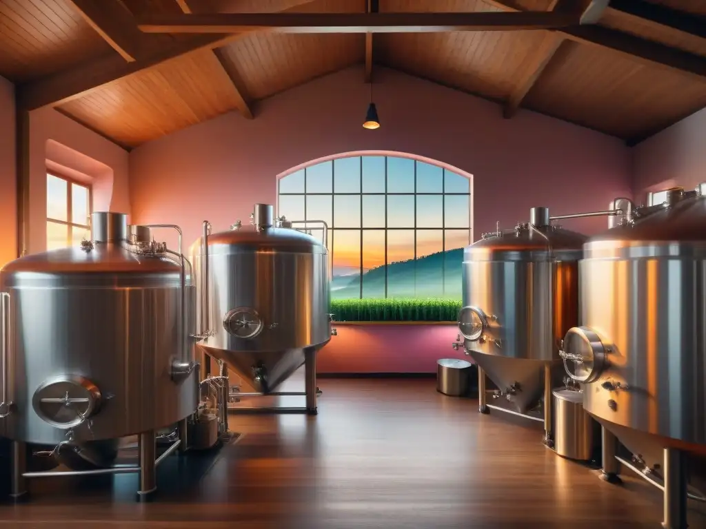 Un atardecer mágico en una cervecería artesanal con cerveceros apasionados