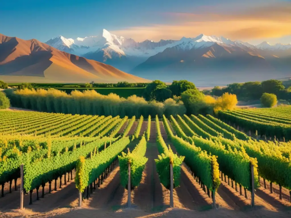 Atardecer mágico en viñedos de Mendoza, Argentina