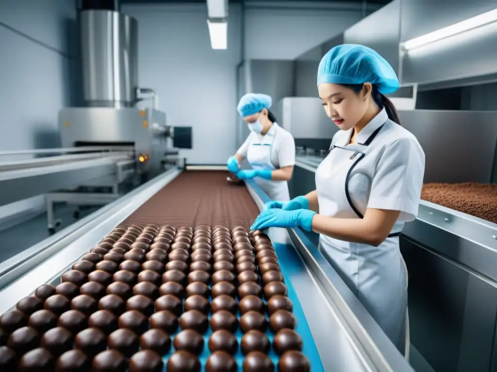 Avanzada fábrica de chocolate con innovaciones chocolateros revolución industria