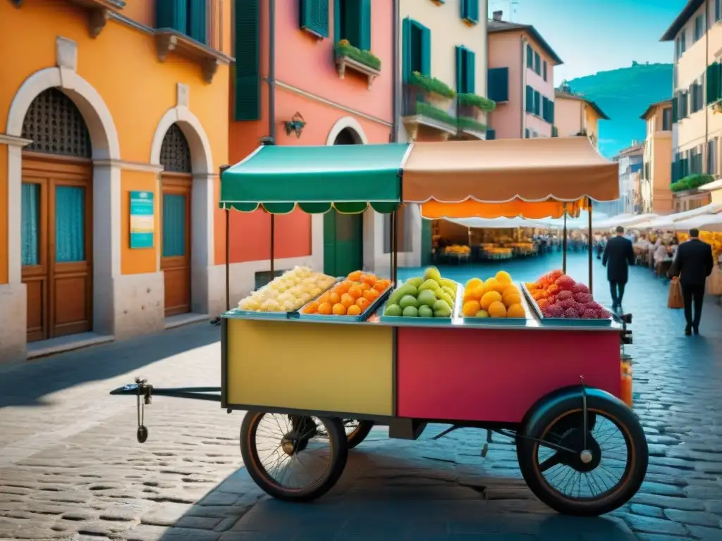 Una aventura gourmet en el mundo de los sorbetes en un colorido mercado callejero en Italia