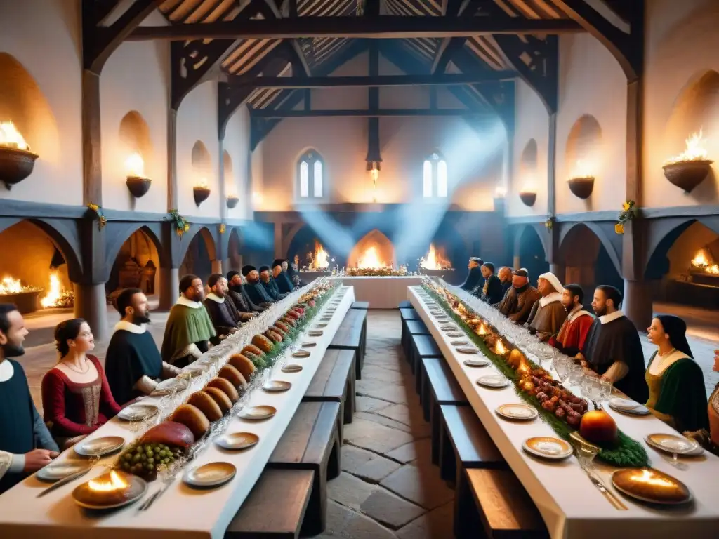 Un banquete medieval lleno de lujo y esplendor con una transición gastronomía medieval moderna