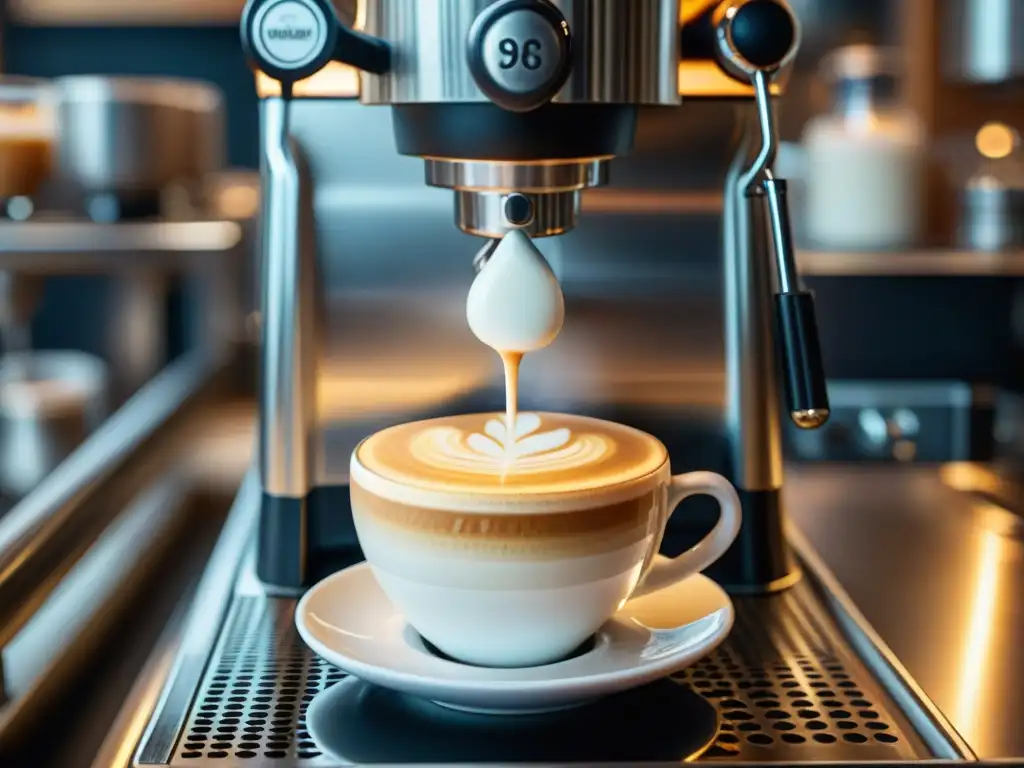 Un barista experto crea un latte artístico con destreza