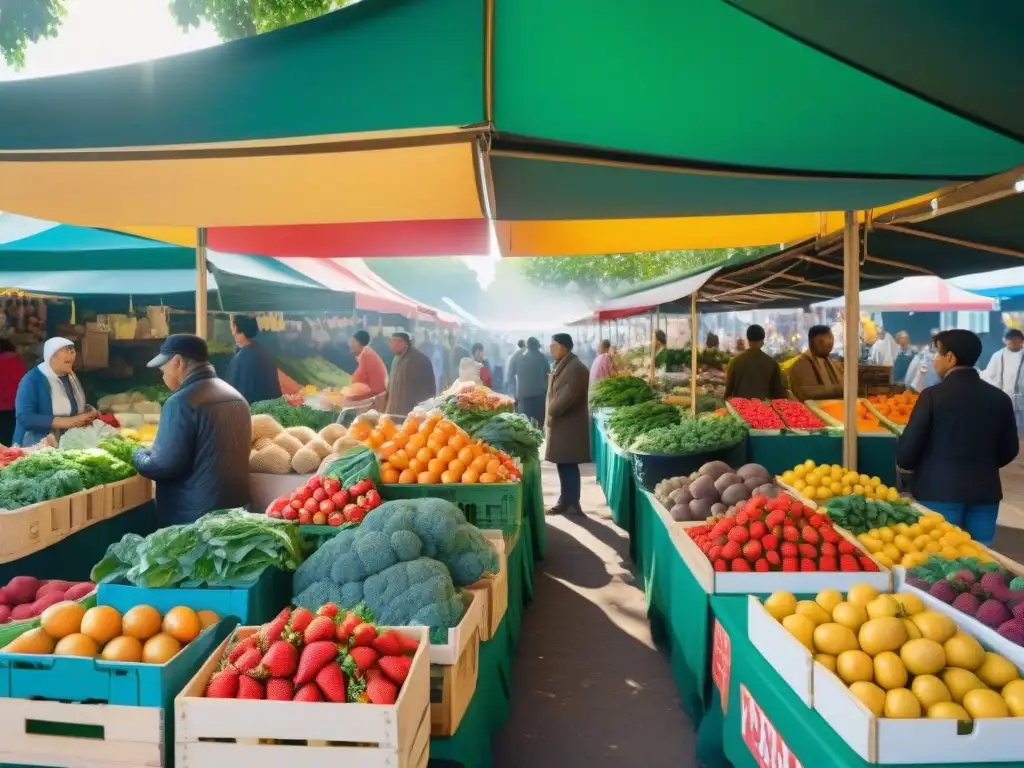 Un bullicioso mercado de alimentos orgánicos con sabores puros y auténticos de todo el mundo