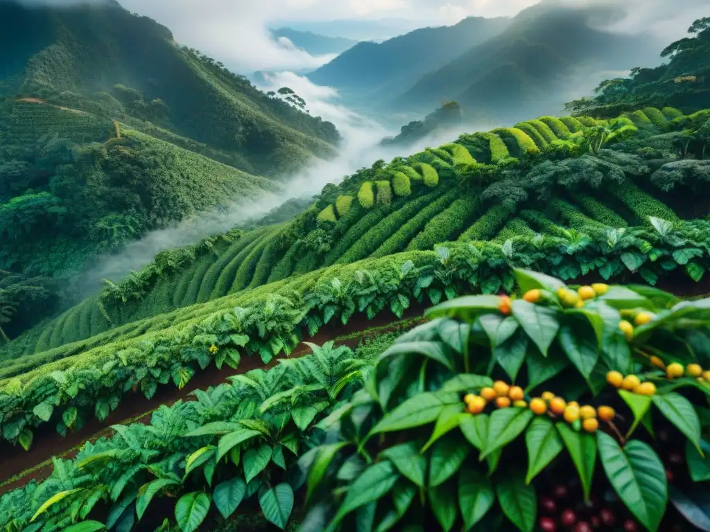 Un café nace en la exuberante selva, destacando el impacto ambiental café taza matutina