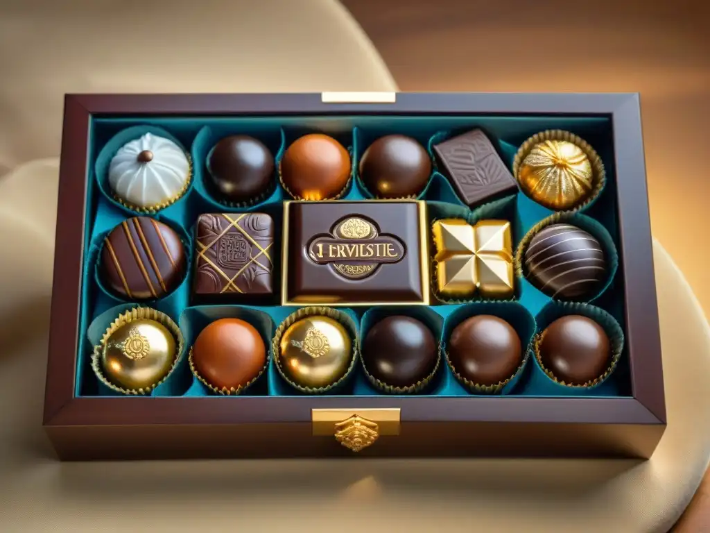 Una caja de suscripción de chocolates gourmet artesanales, decadentes y elegantes, listos para disfrutar