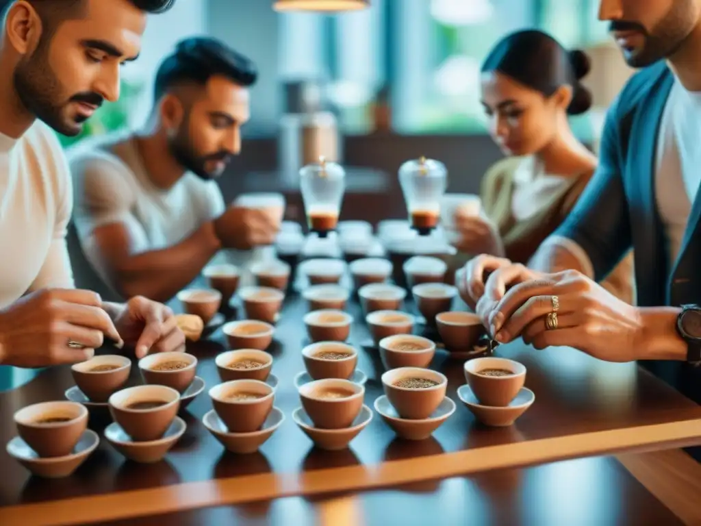 Catado de Café Variedades Arábicas: Experto grupo evalúa aromas y sabores en sesión profesional de cata de café