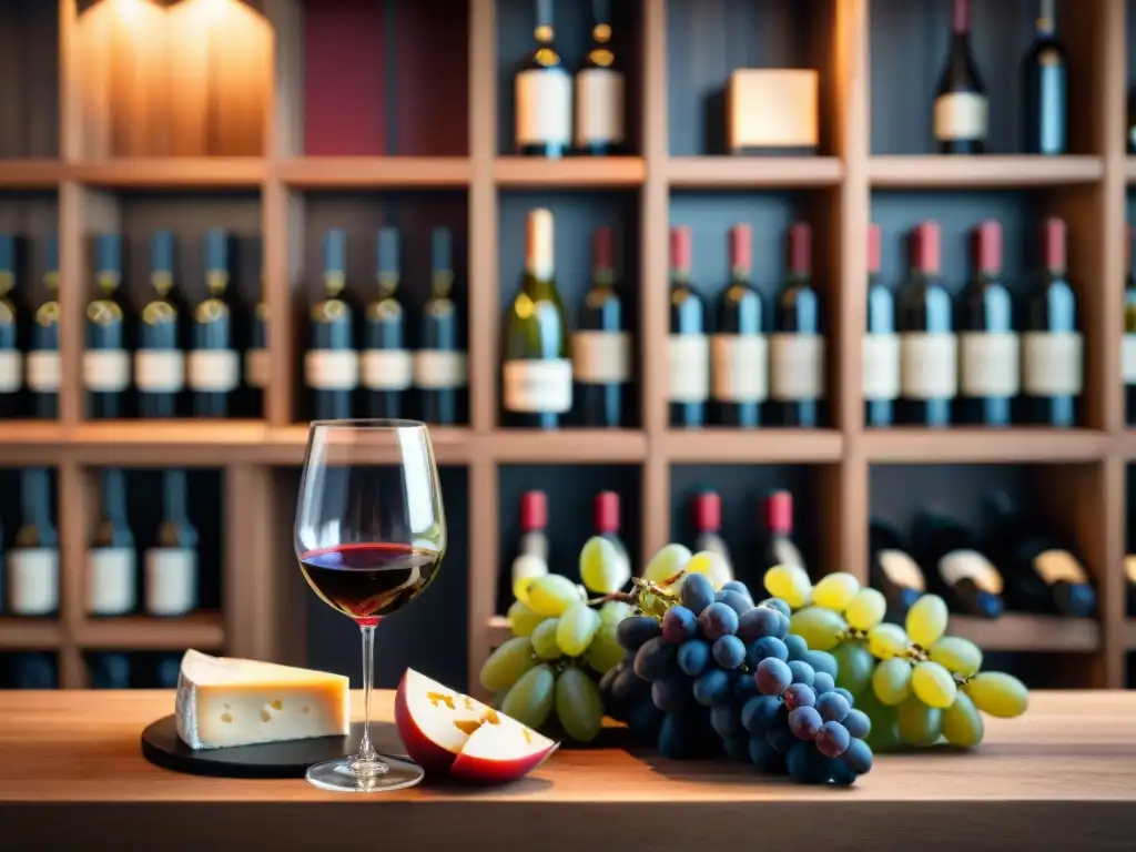 Exquisita degustación de vinos: mesa elegante y sommelier Una catas privadas de vino en un entorno sofisticado, con copas de vino, quesos, uvas frescas y un sommelier sirviendo vino tinto