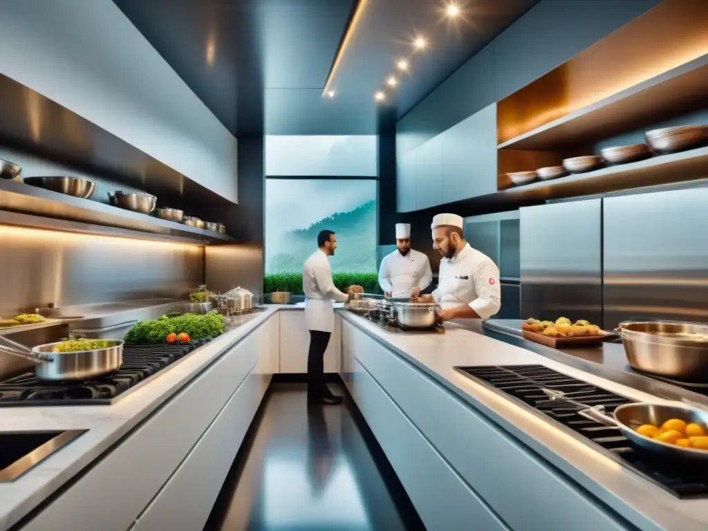 Chef estrella Michelin crea plato exquisito en cocina moderna