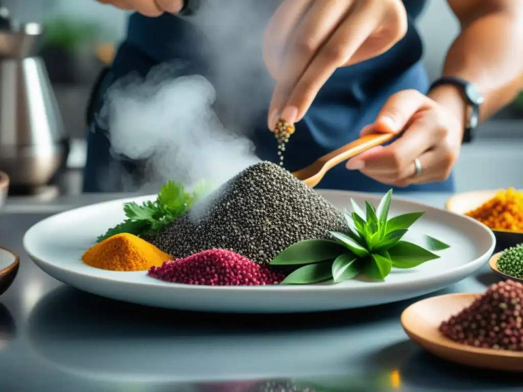 Un chef mexicano prepara con maestría superalimentos mexicanos en cocina de alta gama