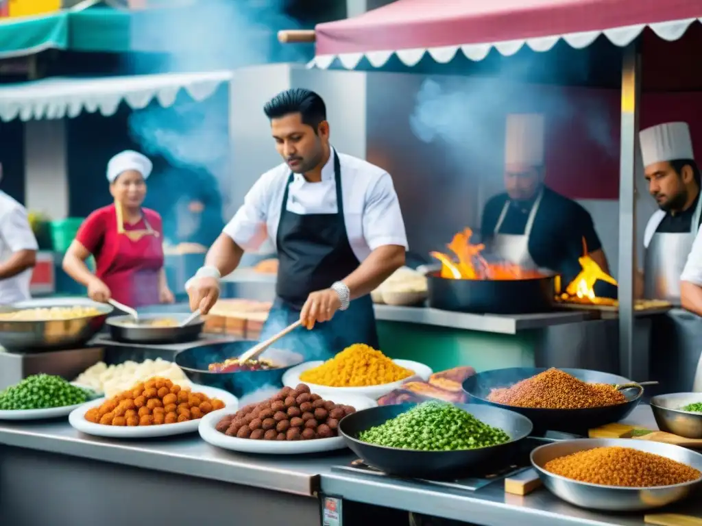 Chefs transformando comida callejera América en un bullicioso mercado de alimentos