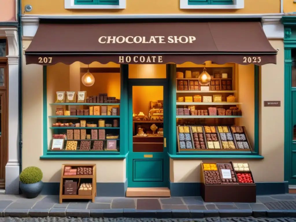 Una chocolatería artesanal en una encantadora calle europea