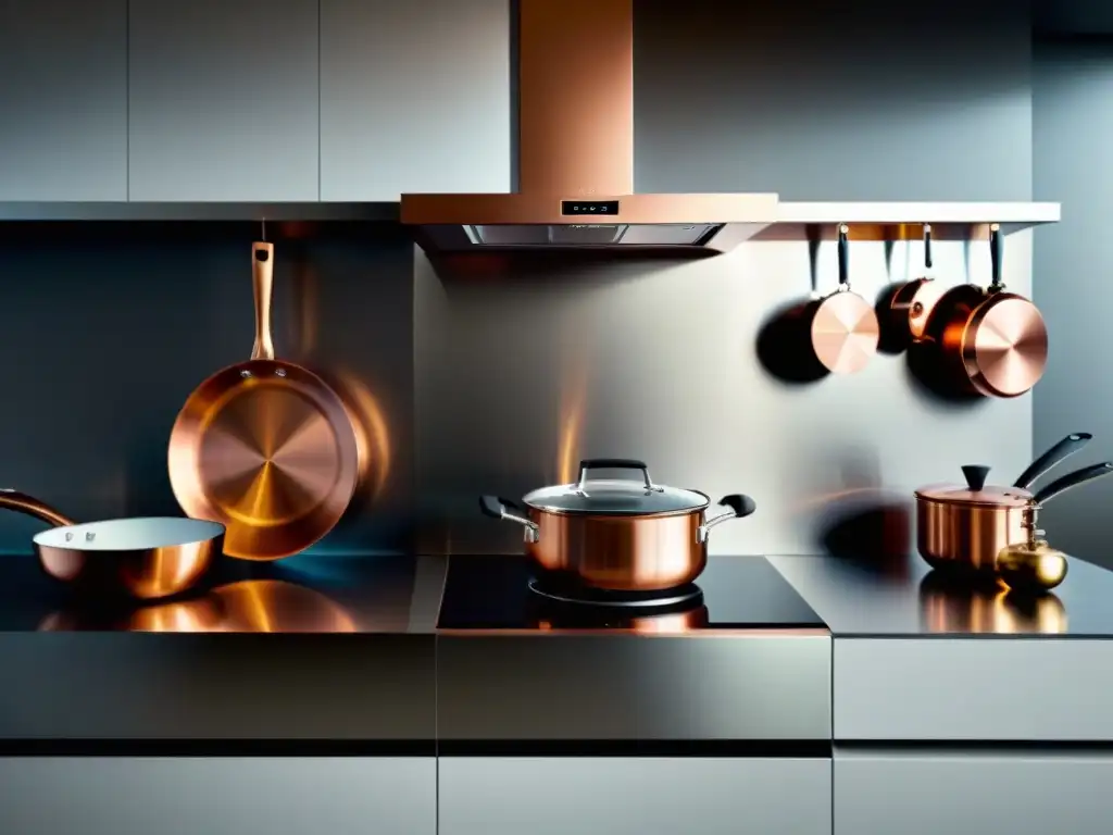 Una cocina moderna y sofisticada con utensilios de vanguardia, reflejando la evolución de la influencia cultural en la gastronomía