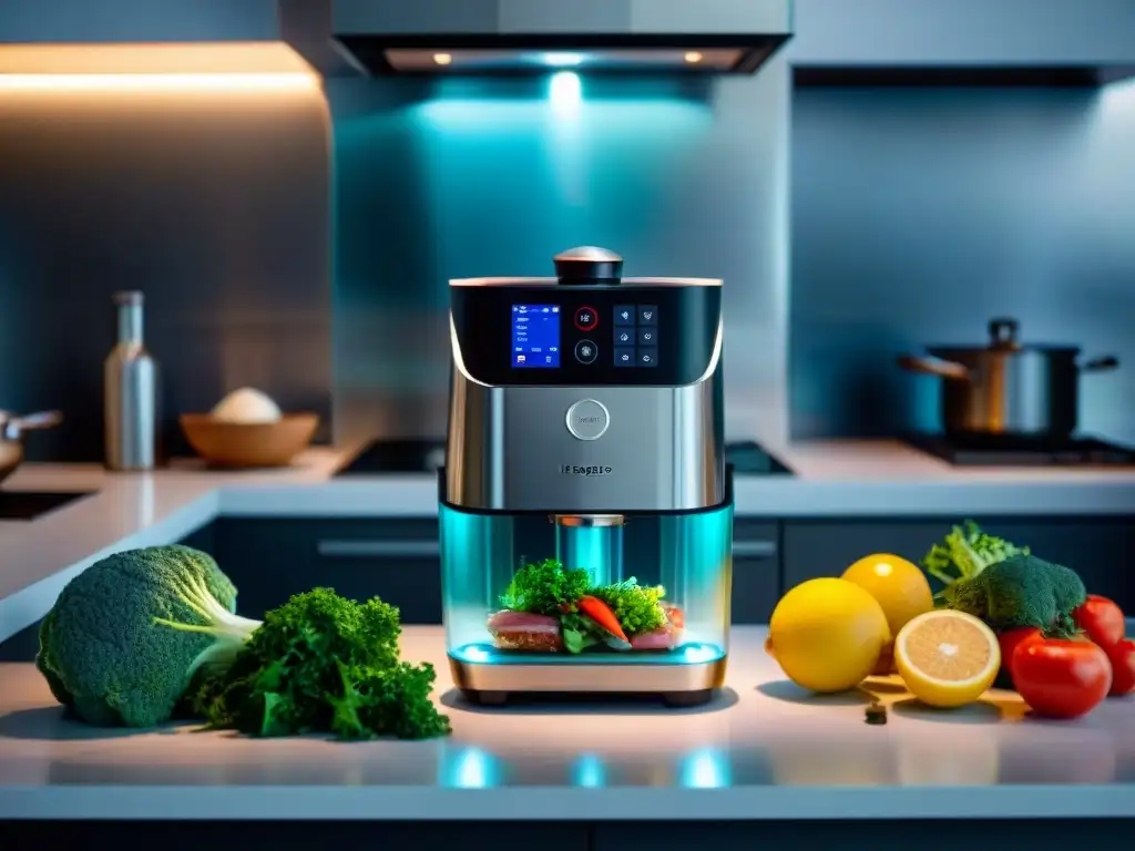 Cocina al Vacío Sous Vide en cocina profesional con equipo moderno y sofisticado