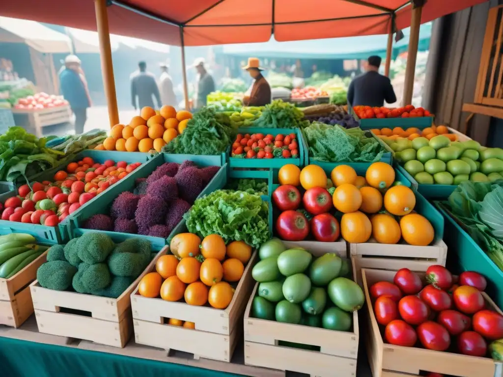 Un colorido puesto de mercado rebosante de alimentos orgánicos beneficios salud bienestar