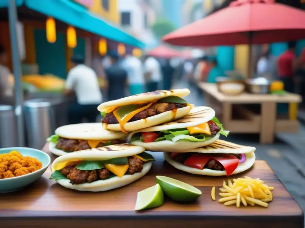 Deléitate con la comida callejera gourmet de América Latina en un mercado vibrante y colorido