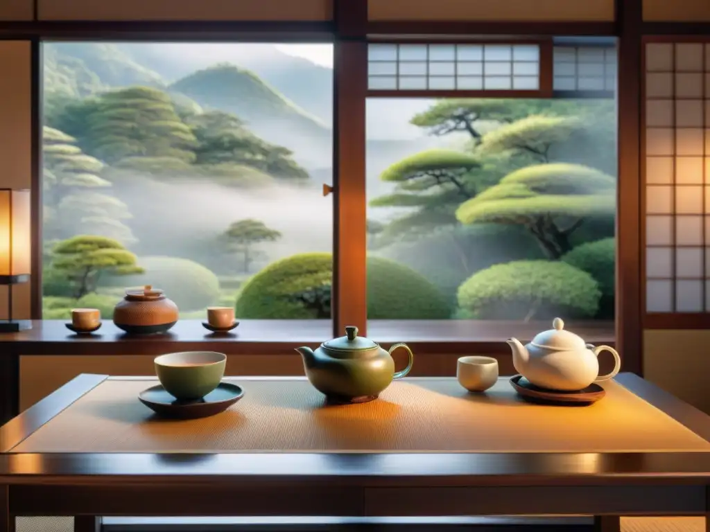 Organizar degustación de té y comida en una serena casa de té japonesa tradicional