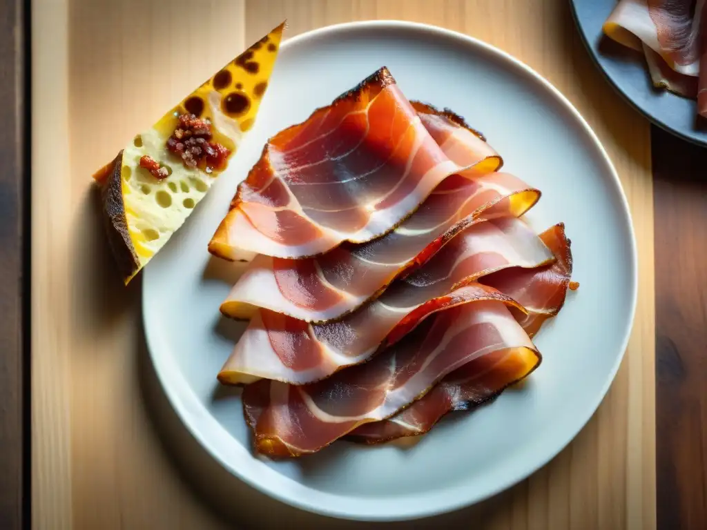 Una comparación visual de Jamón Ibérico y Prosciutto, resaltando sus diferencias