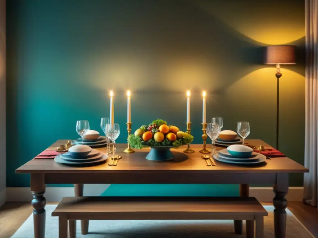 Consejos gourmet para decorar mesas en espacios pequeños: mesa elegante con exquisitos platos y cristalería en ambiente acogedor y sofisticado