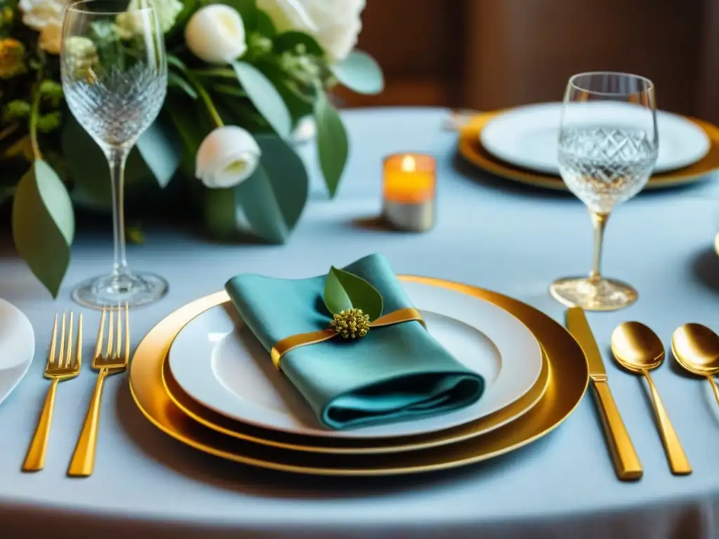 Guía cristalería eventos gourmet: Mesa elegante con copas de vidrio y adornos florales refinados