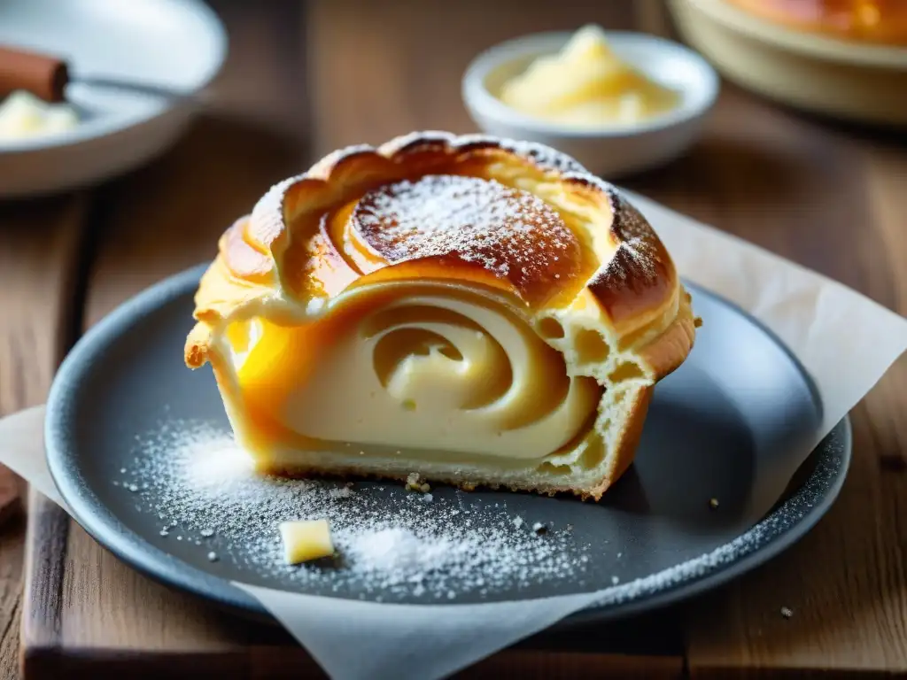 Delicada y tentadora receta auténtica KouignAmann mantequilla, con capas doradas y crujientes, espolvoreada con sal marina