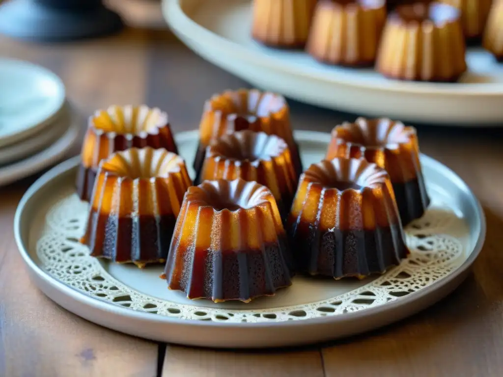 Delicados Canelés de Burdeos receta gourmet en mesa rústica francesa con toques vintage y ingredientes frescos