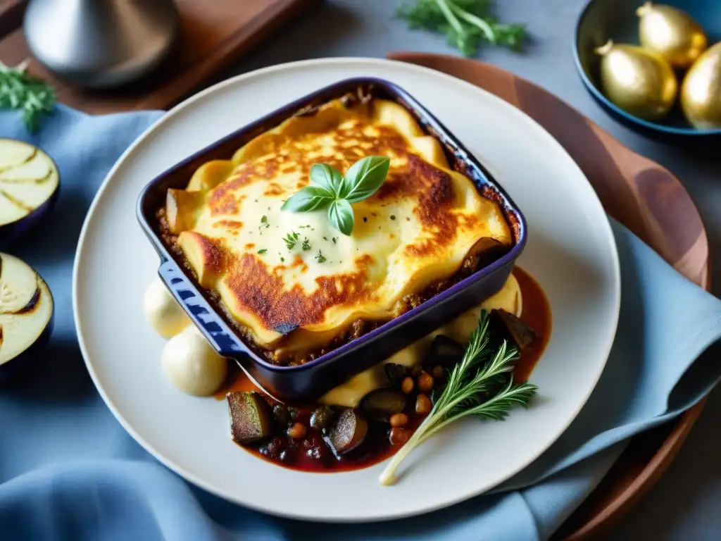 Una deliciosa historia: moussaka, un plato que conquistó Grecia, con capas de berenjena, carne, papas y salsa bechamel, listo para saborear