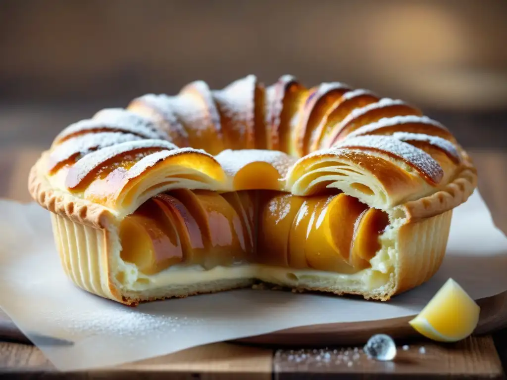 Una deliciosa receta auténtica KouignAmann de mantequilla, con capas doradas y crujientes, listas para disfrutar