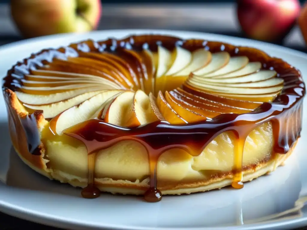 Deliciosa Tarta Tatin receta fácil gourmet: manzana caramelizada sobre masa hojaldrada, bañada en caramelo brillante