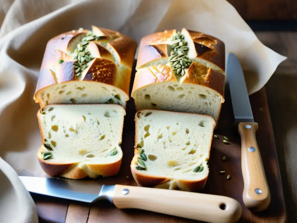 Deliciosa variedad de panes sin gluten saludables gourmet con semillas en corteza dorada sobre mesa rústica