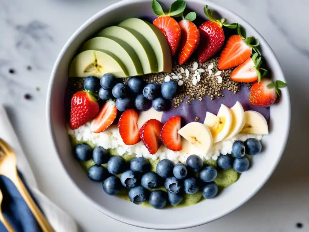 Un delicioso bowl de açai con superfoods antioxidantes para dieta gourmet