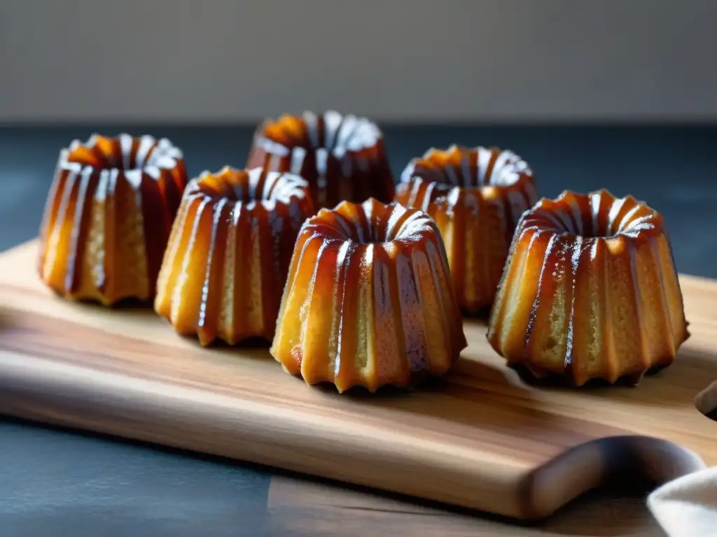 Deliciosos canelés de Burdeos receta gourmet, recién horneados, con una textura perfecta y un aspecto artesanal irresistible