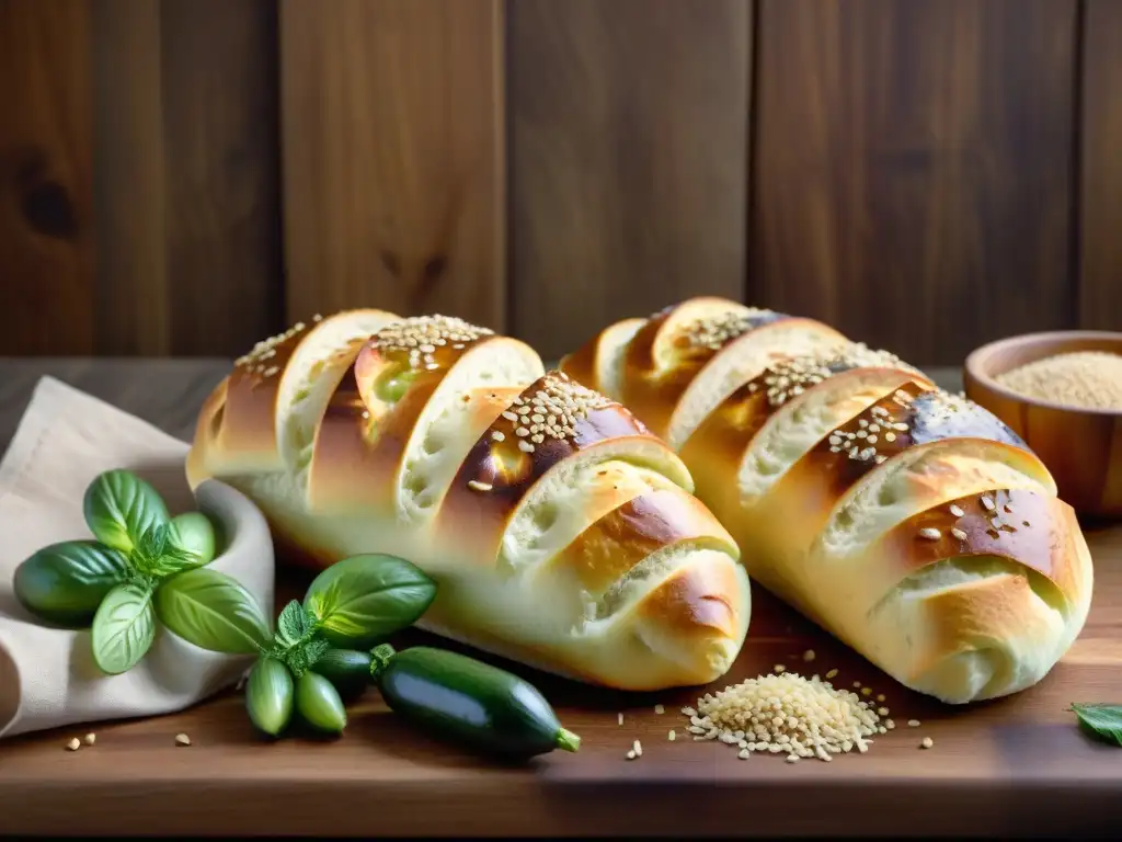 Deliciosos panes de pita recién horneados en una cocina rústica