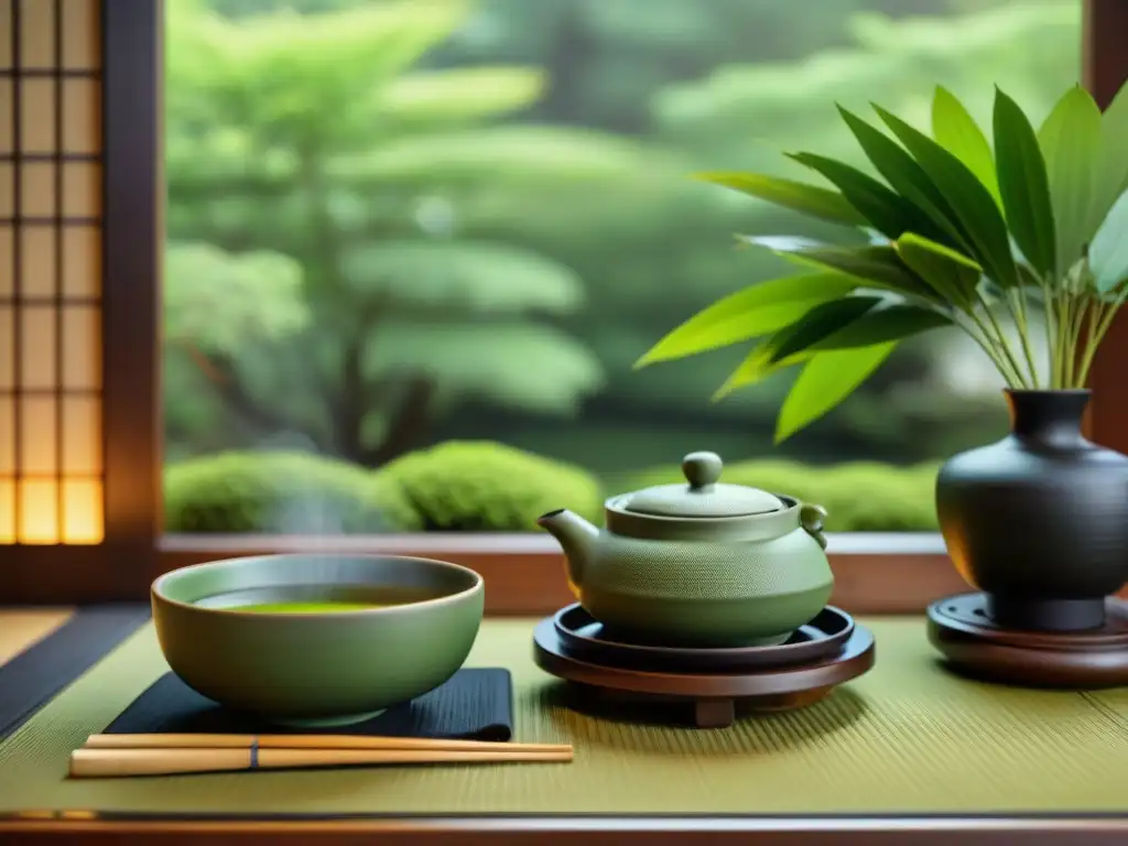 Una detallada ceremonia del té japonés muestra la armonía al combinar té verde con platos asiáticos