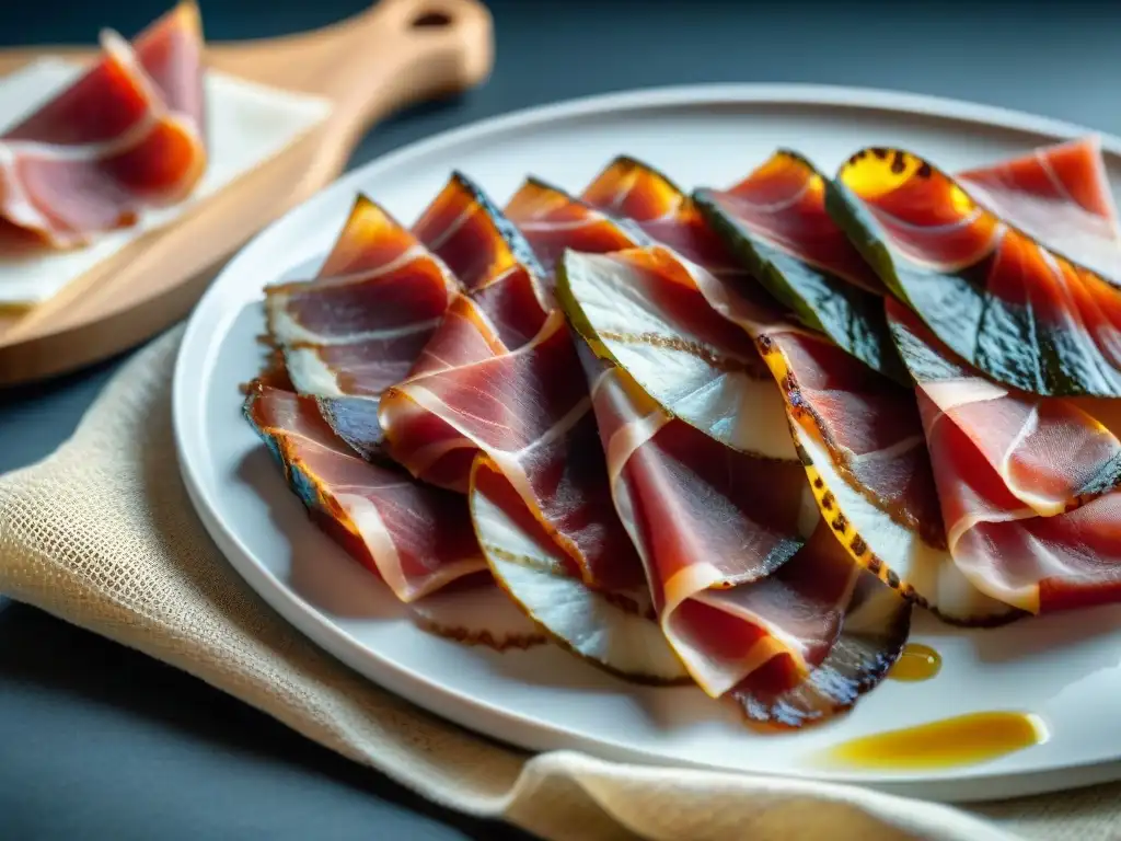 Detalle exquisito de Jamón Ibérico y Prosciutto resalta diferencias entre ambos