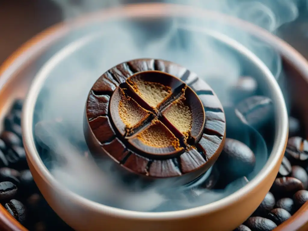 Detalle de un grano de café tostándose artesanalmente, resaltando la influencia del proceso en el catado del café