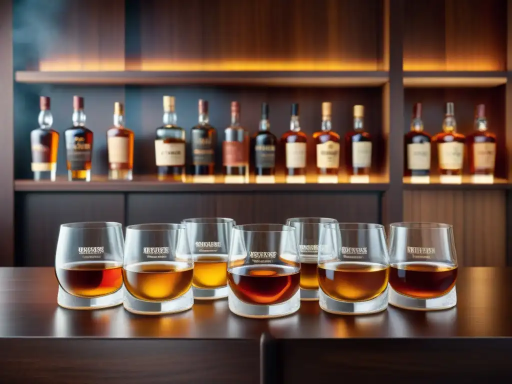 Una elegante escena de whisky en un bar sofisticado