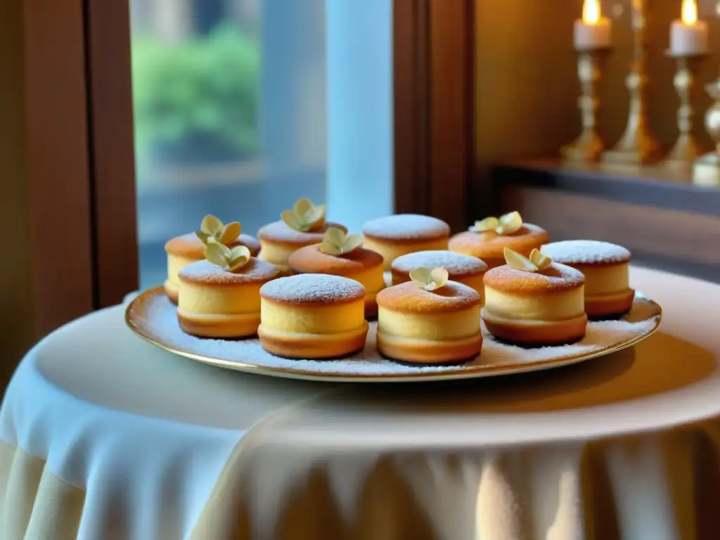 Una elegante patisserie francesa llena de Financiers dulce inversión francesa recién horneados, en un ambiente sofisticado y encantador