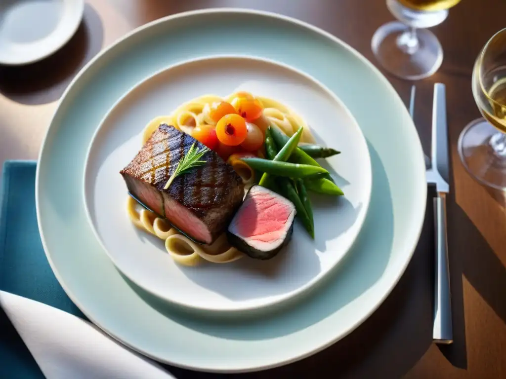 Una escena culinaria innovadora con carne cultivada en exquisitos platillos