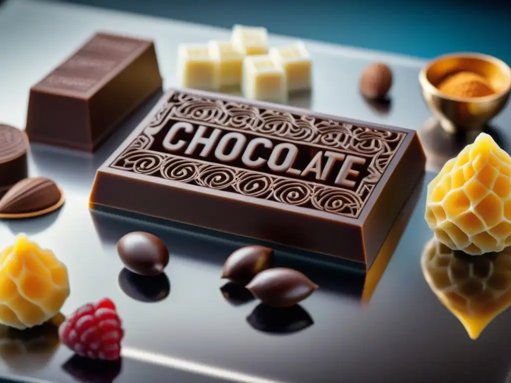 Escena fascinante de impresión 3D de chocolates personalizados con lujo y precisión artística