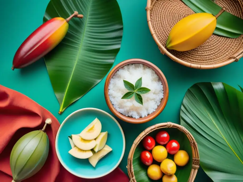 Una escena vibrante de cocina Swahili tradicional con ingredientes gourmet y el mar turquesa de fondo