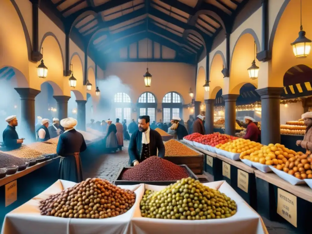 Escena vibrante del mercado de café en la Edad de Oro del siglo XVII