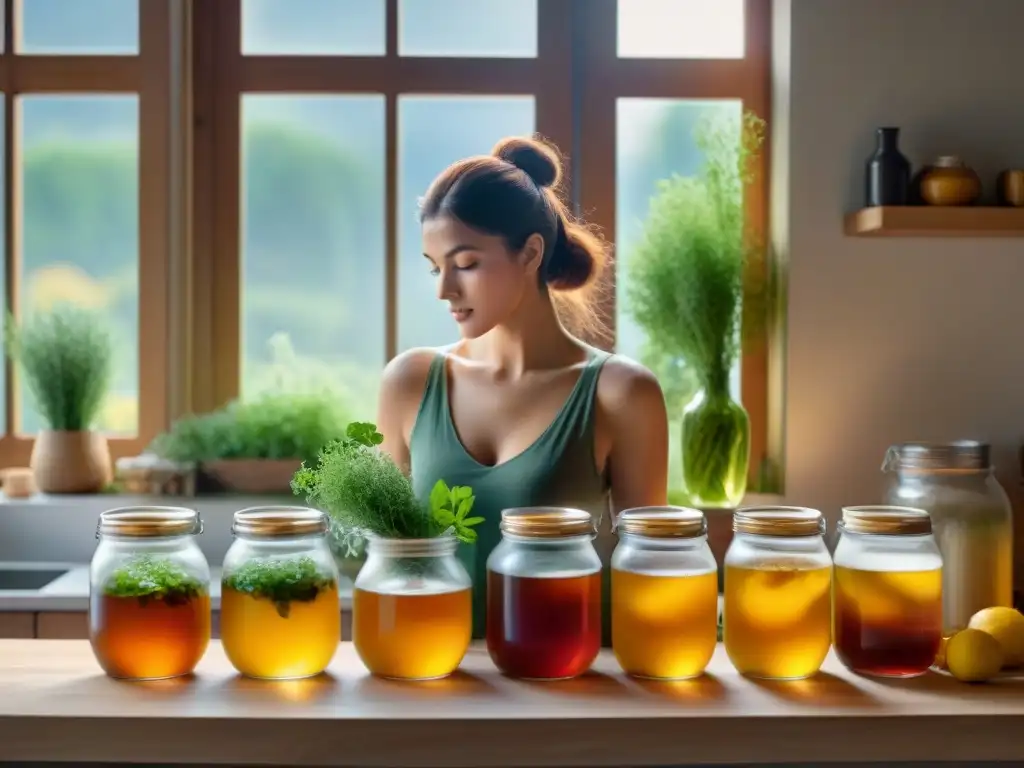 Un escenario íntimo y detallado de la elaboración artesanal de Kombucha