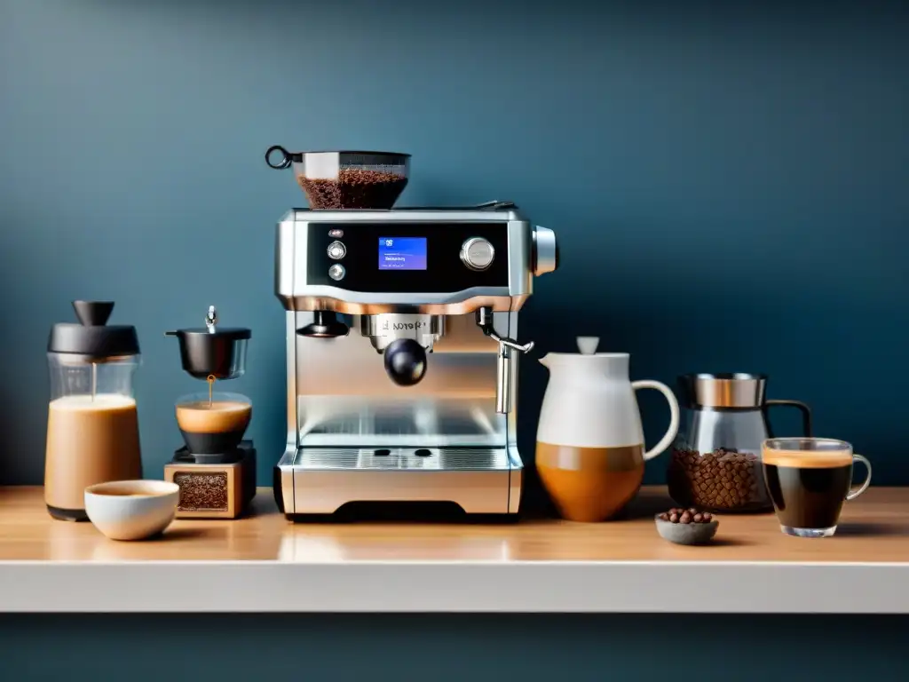 Un espacio de café en casa con accesorios de catado profesional, elegantes y modernos