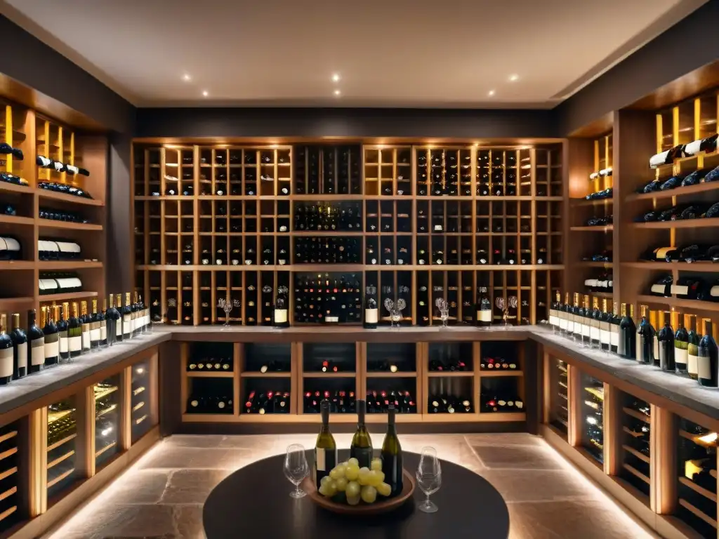 Espectacular bodega de vinos exclusivos con una colección impresionante de botellas de todo el mundo