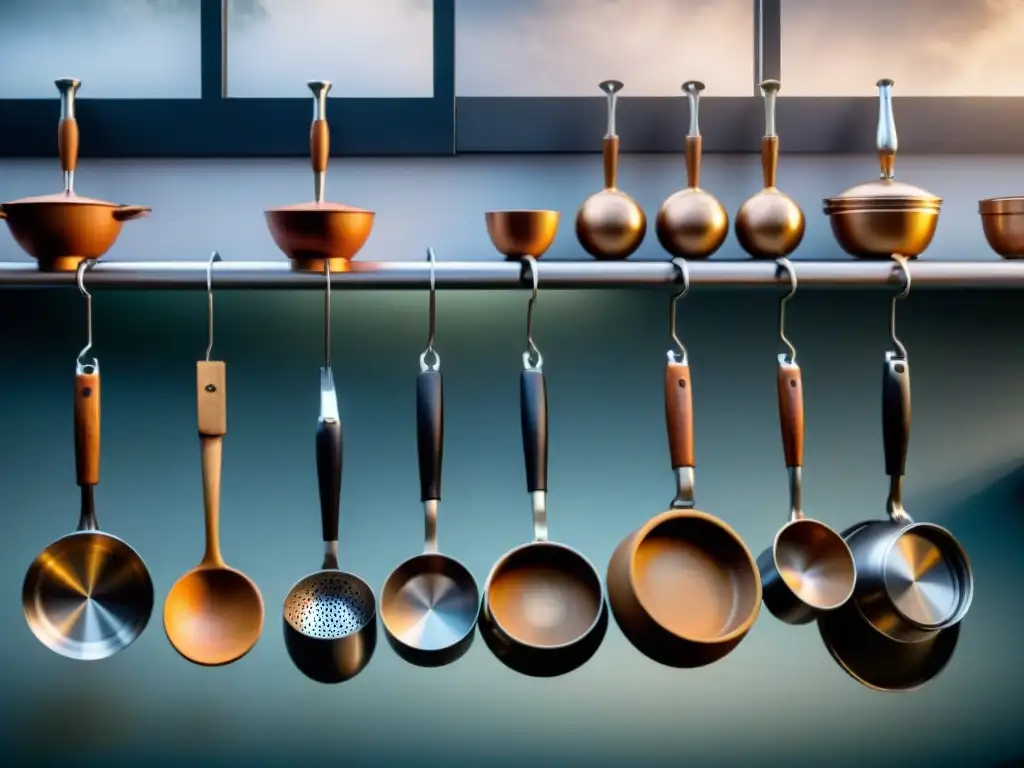 Evocadora evolución de utensilios de cocina desde la antigüedad hasta la era moderna