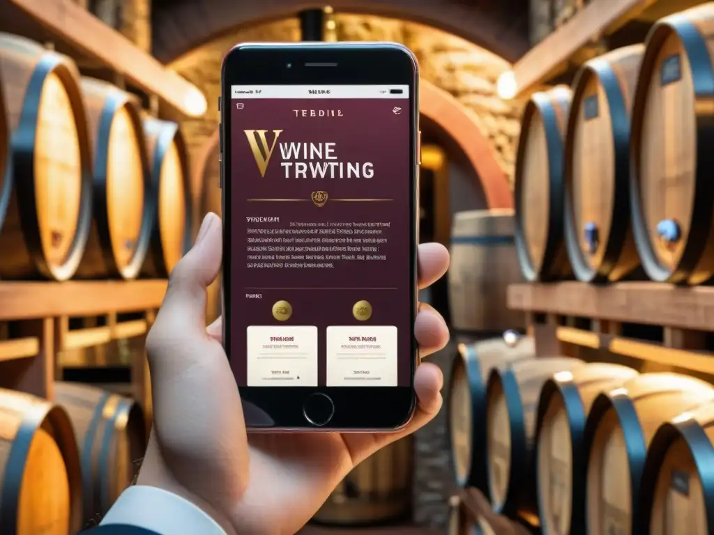 Experiencia de cata de vinos de lujo en app para amantes del vino