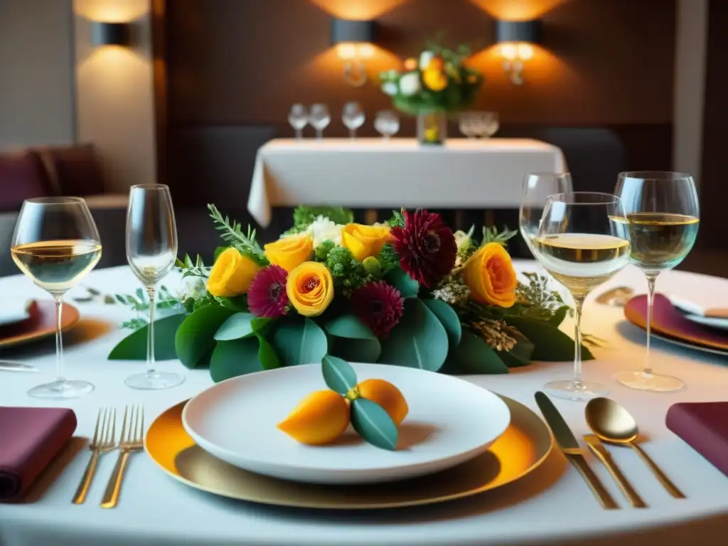 Una experiencia gastronómica única en una mesa llena de colores vibrantes y elegancia sofisticada