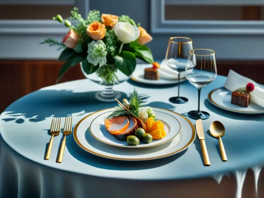 Una experiencia sensorial en catas privadas de alimentos gourmet, con exquisitos mariscos y cortes premium en elegante mesa decorada