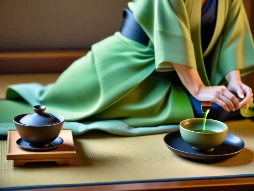 Experiencia sensorial: ceremonia del té japonesa en elegante tatami